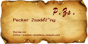 Pecker Zsadány névjegykártya